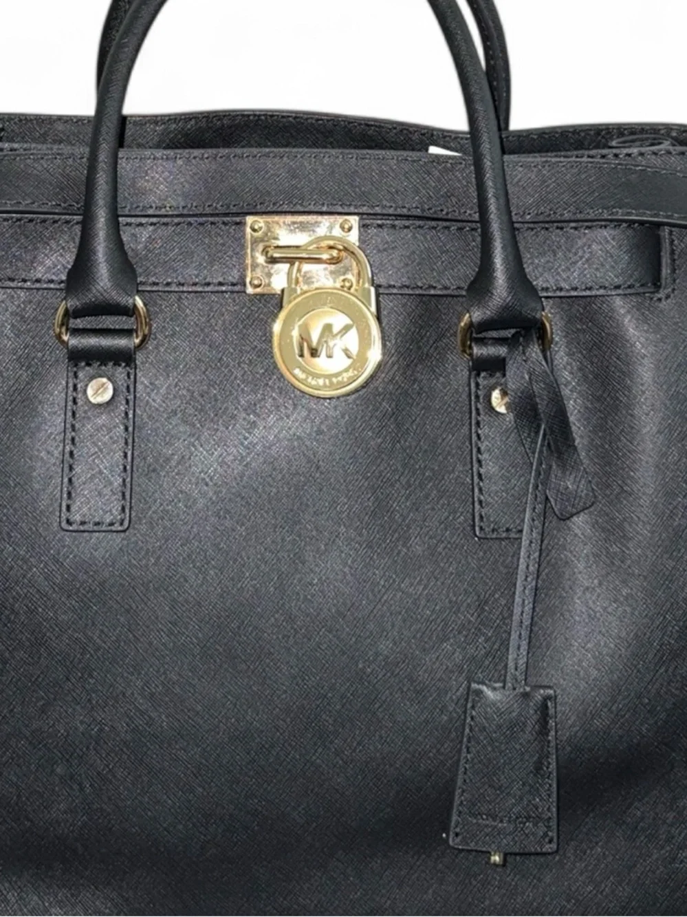 MICHAEL KORS “Hamilton” Saffiano Leather Large Tote/Satchel with Padlock & Key 🔐
